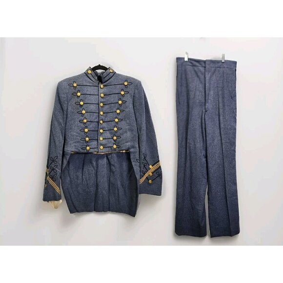 Vintage 1950s West Point Academy Cadet Coat Jacket & Pants Blue Wool Band - Picture 1 of 16